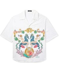 Versace - Coral Theatre Camp-Collar Printed Cotton-Poplin Shirt - Lyst