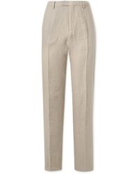 Boglioli - Herringbone Cotton And Linen-blend Suit Trousers - Lyst