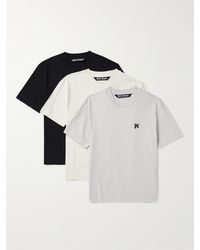 Palm Angels - Confezione da tre T-shirt in jersey di cotone con logo ricamato - Lyst