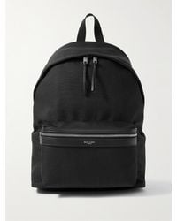 Saint Laurent - City Leather-Trimmed Canvas Backpack - Lyst