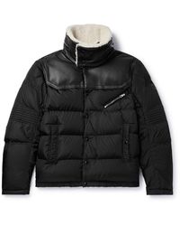 Moncler - Leo Logo-appliquéd Shearling And Leather-trimmed Quilted Shell Down Jacket - Lyst