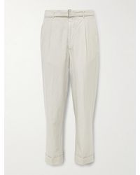 Officine Generale - Hugo Straight-Leg Belted Pleated Garment-Dyed Lyocell, Linen And Cotton-Blend Trousers - Lyst