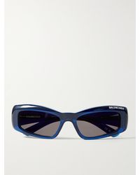 Balenciaga - Occhiali da sole in acetato con montatura rettangolare e logo stampato - Lyst