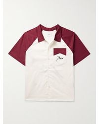 Rhude - Camp-Collar Two-Tone Logo-Embroidered Cotton-Poplin Shirt - Lyst