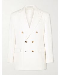 Brunello Cucinelli - Double-breasted Silk And Linen-blend Blazer - Lyst