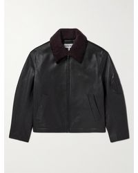 Loewe - Appliquéd Shearling-trimmed Leather Jacket - Lyst