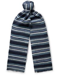 Loro Piana - Frayed Striped Linen And Cotton-blend Scarf - Lyst