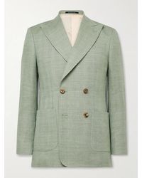 Richard James - Hepworth Double-Breasted Herringbone Linen And Wool-Blend Suit Jacket - Lyst