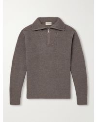 Officine Generale - Tarek Ribbed Merino Wool Half-Zip Sweater - Lyst