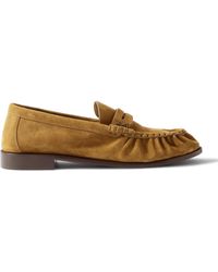 Saint Laurent - Le Loafer Monogram Logo-Appliquéd Suede Penny Loafers - Lyst