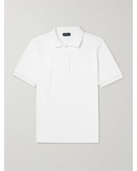 Incotex Garment-dyed Cotton-terry Polo Shirt - White