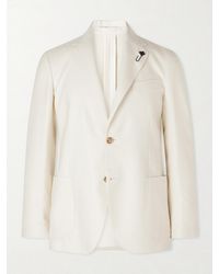 Lardini - Roma Embellished Herringbone Wool And Cotton-blend Suit Jacket - Lyst
