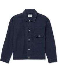 Folk - Trucker Herringbone Cotton-Twill Jacket - Lyst