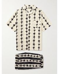 Desmond & Dempsey - Camp-collar Printed Linen Pyjama Set - Lyst
