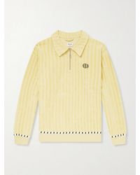 Bode - Croquet Ground Logo-Embroidered Cotton-Terry Half-Zip Sweater - Lyst