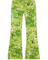 Collina Strada - Puddle Slim-fit Flared Floral-print Cotton-twill Trousers - Lyst