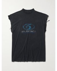 Balenciaga - Surfer Distressed Logo-print Cotton-jersey Tank Top - Lyst