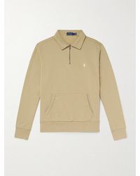 Polo Ralph Lauren - Logo-Embroidered Cotton-Jersey Half-Zip Sweatshirt - Lyst