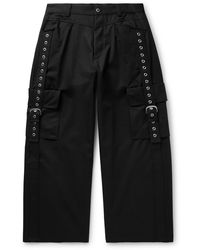 Off-White c/o Virgil Abloh - Wide-leg Buckled Eyelet-embellished Cotton-twill Cargo Trousers - Lyst