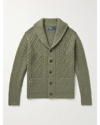 Polo Ralph Lauren - Shawl-collar Cable-knit Wool And Cashmere-blend Cardigan - Lyst