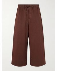 Loewe - Paula's Ibiza Wide-Leg Anagram-Embroidered Cotton Drawstring Trousers - Lyst