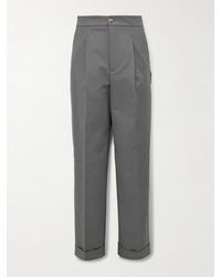 Umit Benan - Straight-Leg Pleated Cotton-Blend Trousers - Lyst