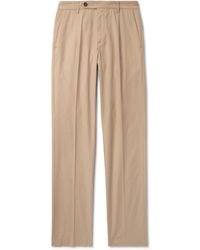Massimo Alba - Slim-Fit Straight-Leg Pleated Cotton Trousers - Lyst
