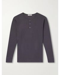 Lemaire - Ribbed Cotton Henley T-Shirt - Lyst