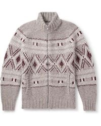 Brunello Cucinelli - Fair-Isle Jacquard-Knit Alpaca-Blend Zip-Up Cardigan - Lyst
