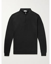 Peter Millar Crown Stretch Cotton And Modal-blend Half-zip Sweatshirt - Black