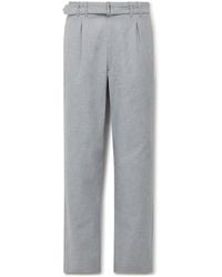 STÒFFA - Straight-leg Belted Pleated Cotton-twill Trousers - Lyst