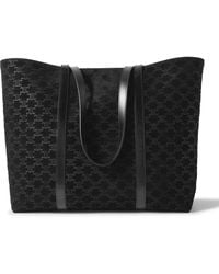 Celine - Horizontal Museum Triomphe Logo-Embossed Leather-Trimmed Suede Tote Bag - Lyst