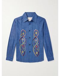 Kardo - Luis Embroidered Cotton-Chambray Shirt - Lyst