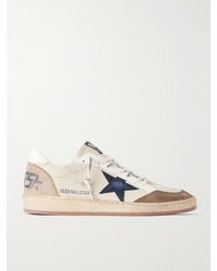 Golden Goose - Ball Star Distressed Suede -Trimmed Leather Sneakers - Lyst