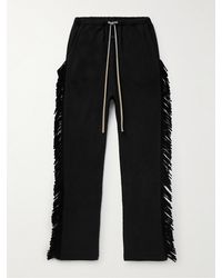 Fear Of God - Straight-leg Fringed Suede-trimmed Cotton-jersey Sweatpants - Lyst