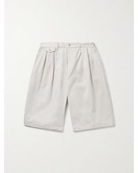 Beams Plus - Wide-Leg Pleated Cotton-Twill Shorts - Lyst