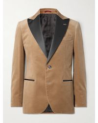 Brunello Cucinelli - Slim-fit Satin-trimmed Cotton-velvet Tuxedo Jacket - Lyst