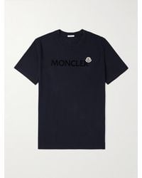 Moncler - Logo-Flocked Appliquéd Cotton-Jersey T-Shirt - Lyst