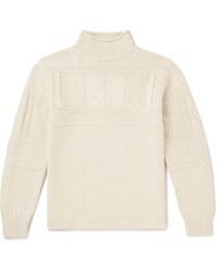 Polo Ralph Lauren - Cable-knit Cotton And Linen-blend Rollneck Sweater - Lyst