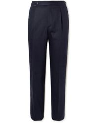 De Petrillo - Straight-leg Pleated Wool-blend Flannel Suit Trousers - Lyst