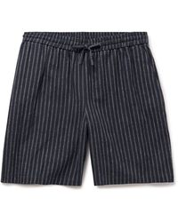 De Bonne Facture - Easy Straight-leg Striped Linen And Cotton-blend Drawstring Shorts - Lyst