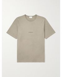 Saint Laurent - T-Shirt aus Baumwoll-Jersey mit Logostickerei - Lyst