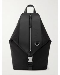 Loewe - Logo-embossed Leather-trimmed Shell Backpack - Lyst