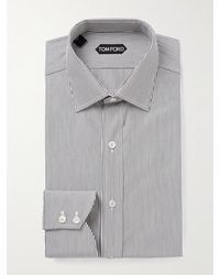 Tom Ford - Hemd aus gestreifter Baumwollpopeline - Lyst