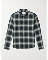 FRAME - Checked Brushed Cotton-flannel Shirt - Lyst