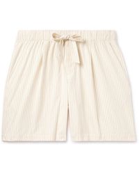 Tekla - Birkenstock Straight-leg Pleated Striped Organic Cotton-poplin Pyjama Shorts - Lyst