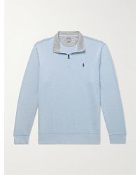 Polo Ralph Lauren - Logo-embroidered Cotton-blend Jersey Half-zip Sweatshirt - Lyst