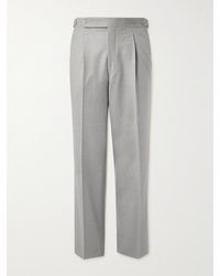 STÒFFA - Straight-leg Pleated Moss Wool-flannel Trousers - Lyst