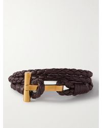Tom Ford - Woven Leather And Gold-plated Wrap Bracelet - Lyst