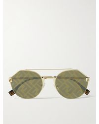 Fendi - Sky Round-frame Gold-tone Sunglasses - Lyst